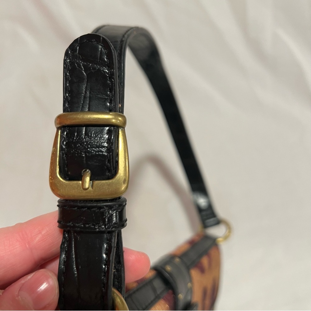 Vintage Nine West Black and Tan Brocade Cheetah Y2K Shoulder Bag - Picture 8 of 17